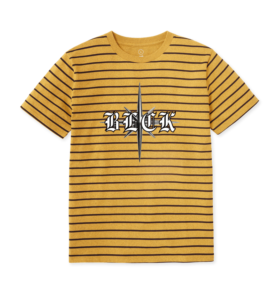 Sunflower Yellow Stripes Striped BLCK T-shirt