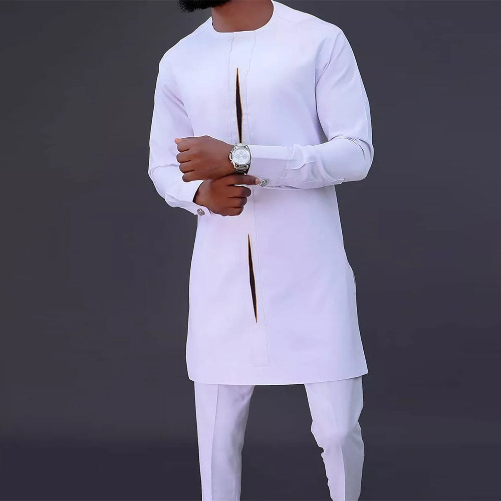 African Ethnic Style Solid Color Casual Men's Suit