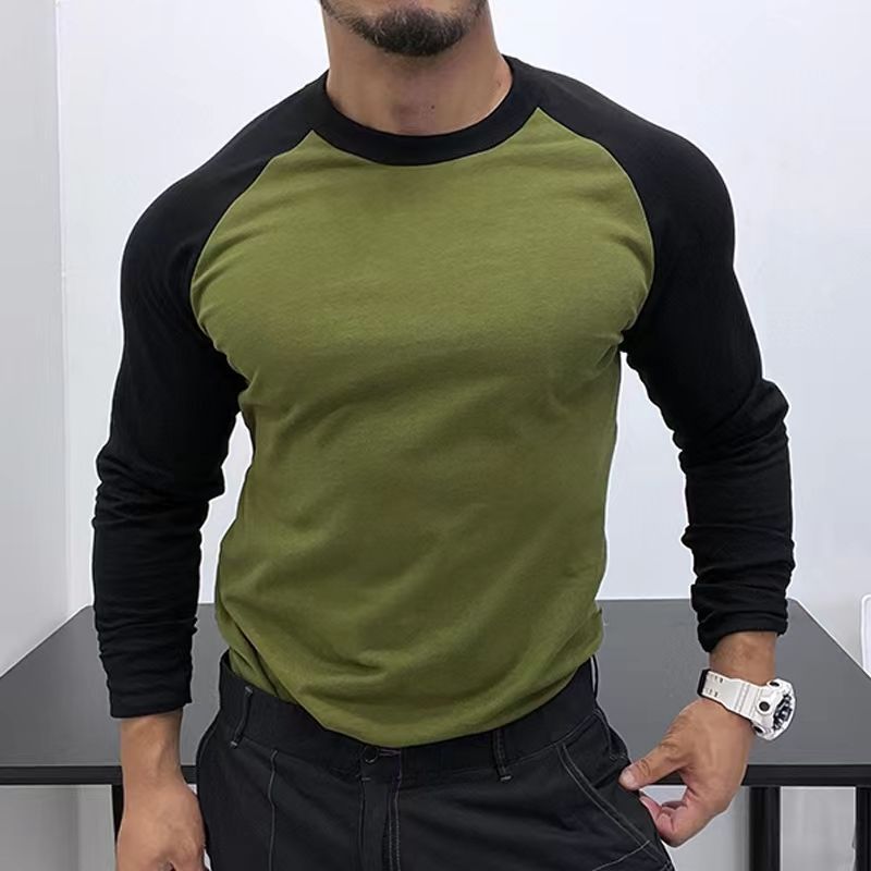 Round Neck Loose Breathable Plus Size Bottoming Shirt Men's Casual Raglan Sleeve Top