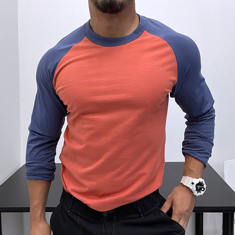 Round Neck Loose Breathable Plus Size Bottoming Shirt Men's Casual Raglan Sleeve Top