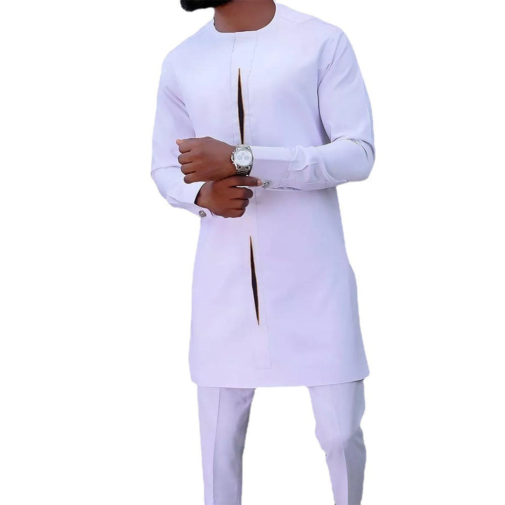 African Ethnic Style Solid Color Casual Men's Suit