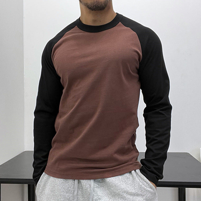 Round Neck Loose Breathable Plus Size Bottoming Shirt Men's Casual Raglan Sleeve Top