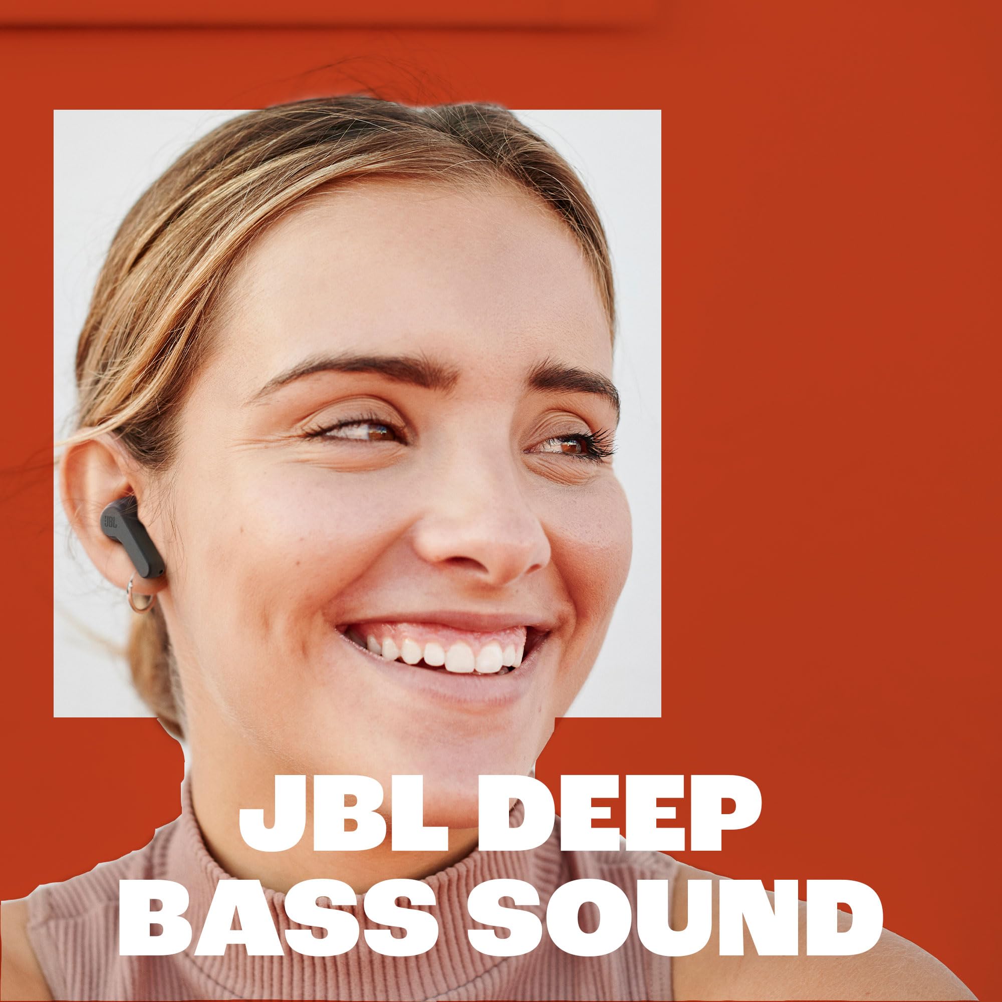 JBL Vibe Beam - True Wireless JBL Deep Bass Sound Earbuds, Bluetooth 5.2, Water & Dust Resistant, Hands-free call with VoiceAware, Up to 32 hours of battery life (Beige)