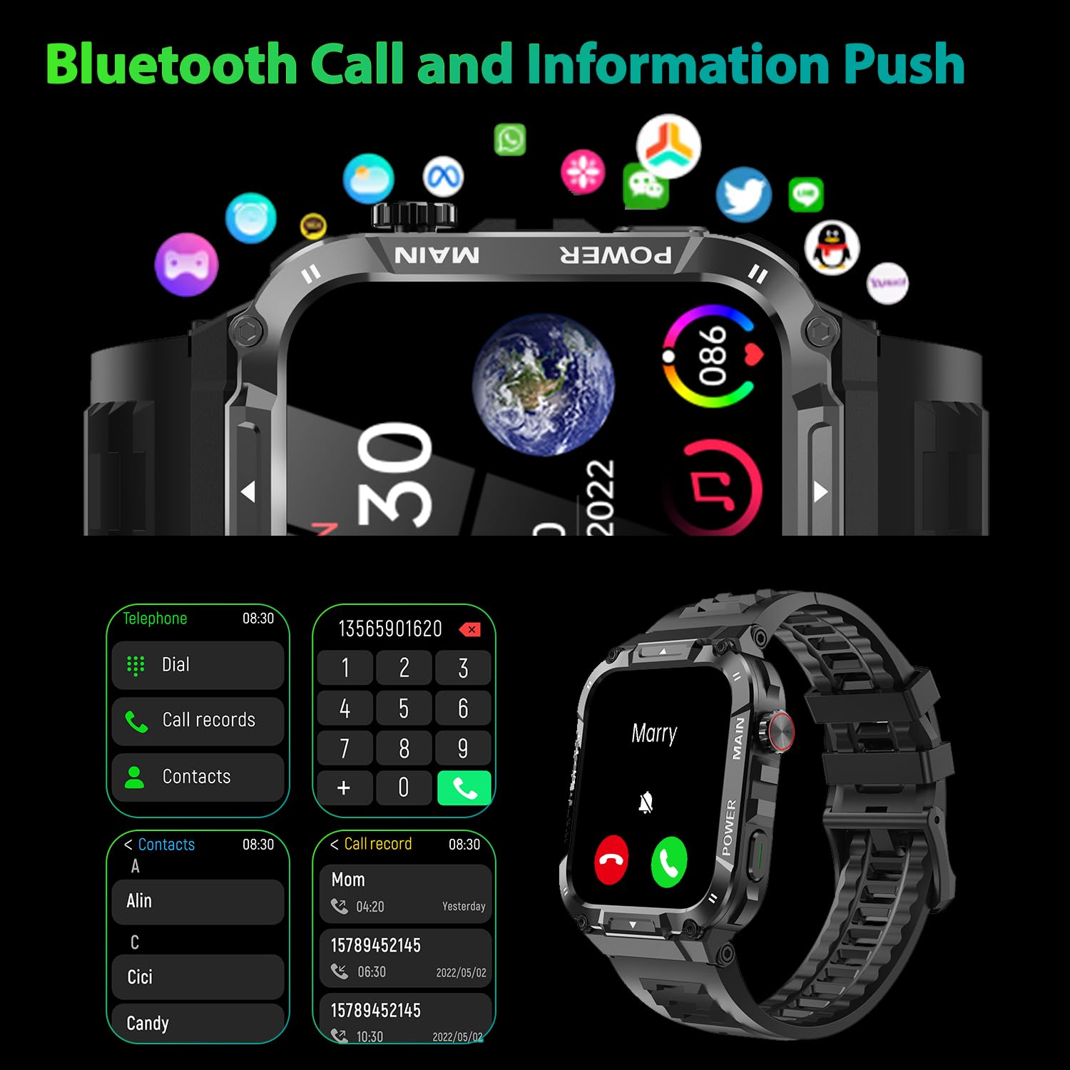 Military Smart Watch for Men with Call Function,Fitness Smart Watch for Android Phones and iPhone,Waterproof Fitness Tracker with Blood Oxygen/Heart Rate/Sleep/100+ Sport Modes, Watches for Men