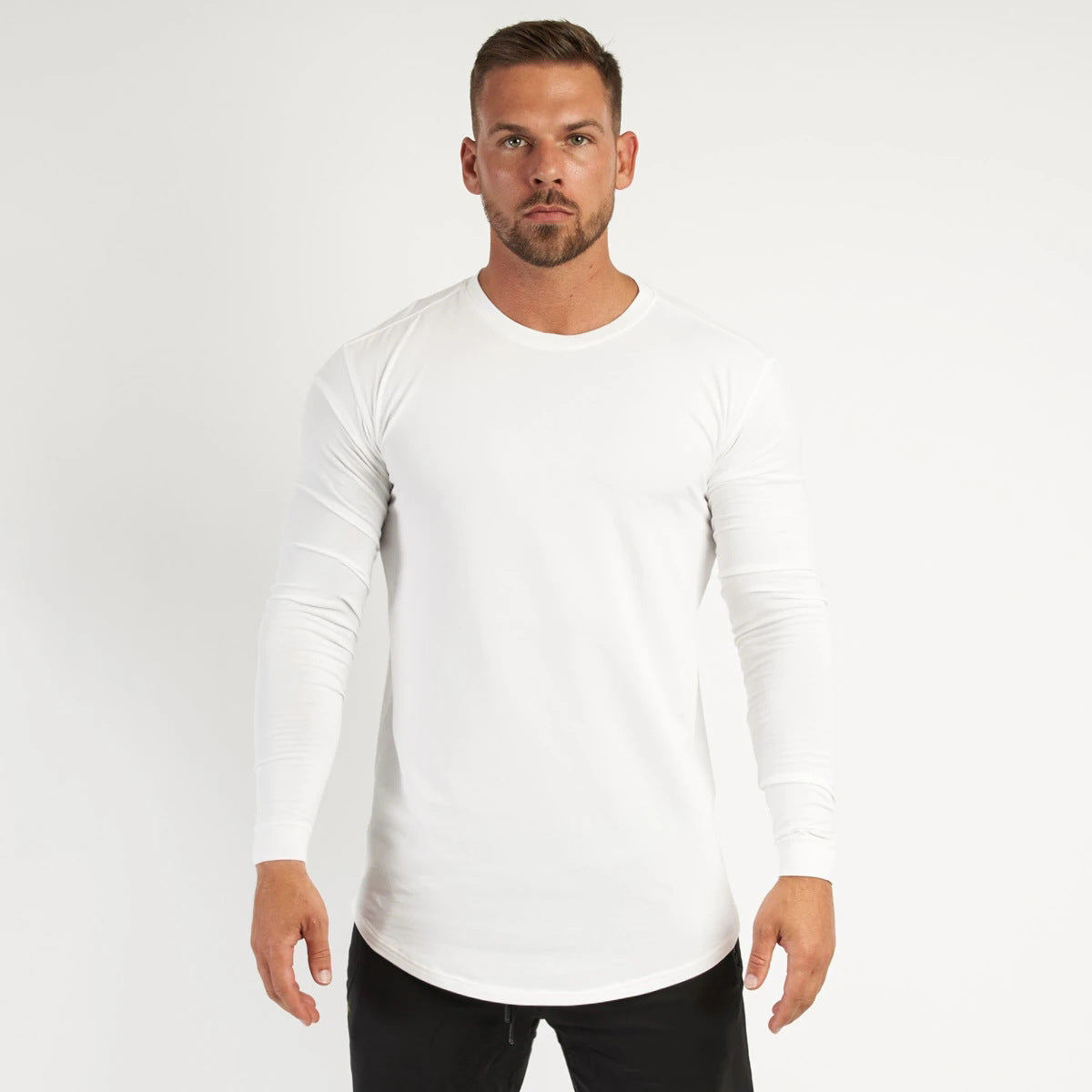 Round Neck Elastic Running Training Workout Long Sleeve