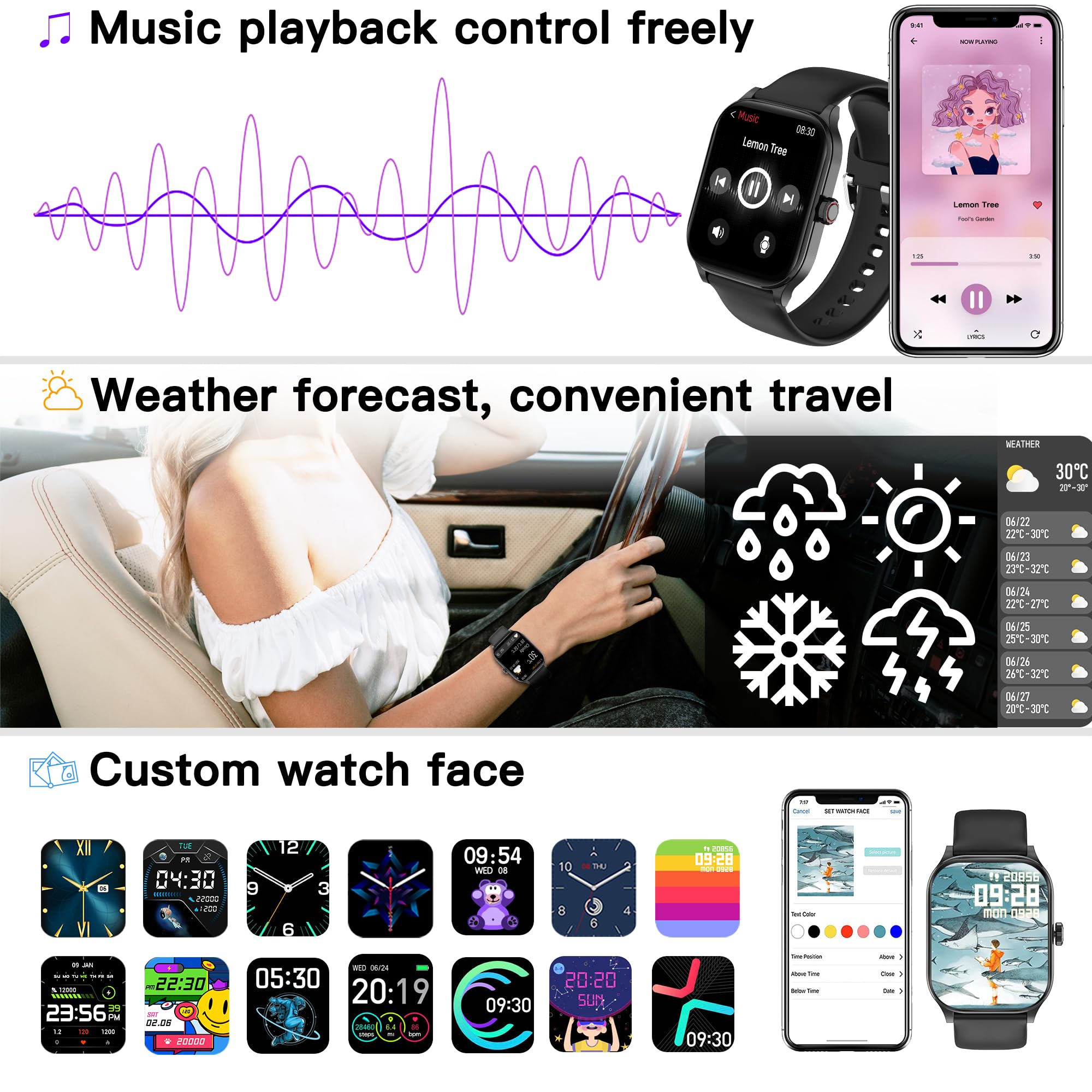 Othalne Smart Watch (Answer/Make Call), 2.01" Smartwatch for Android Phones and iPhone with Heart Rate,Sleep Monitor,Pedometer, 100+Sports Fitness Watch, IP68 Waterproof Fitness Tracker for Men Women