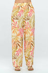 Tropical Print Wide Leg Pants with Pockets