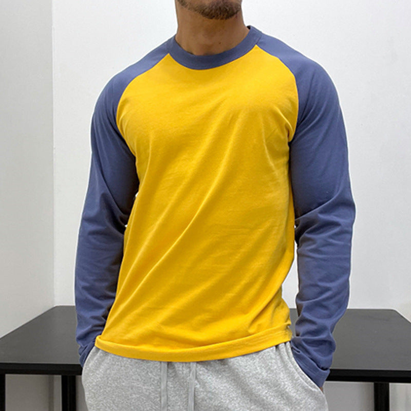 Round Neck Loose Breathable Plus Size Bottoming Shirt Men's Casual Raglan Sleeve Top