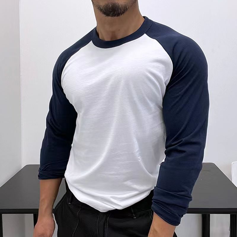 Round Neck Loose Breathable Plus Size Bottoming Shirt Men's Casual Raglan Sleeve Top