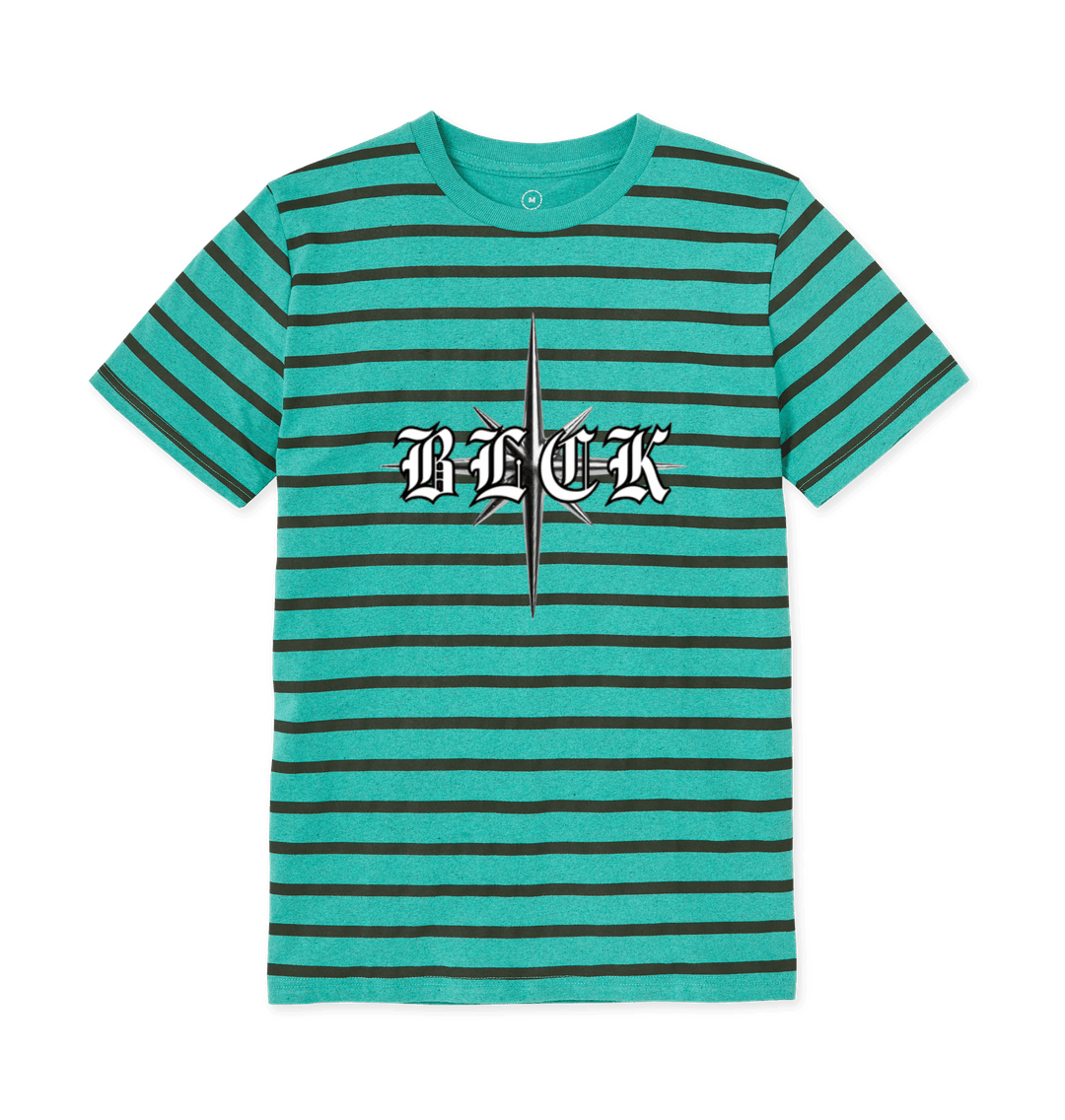 Seagrass Green Stripes Striped BLCK T-shirt