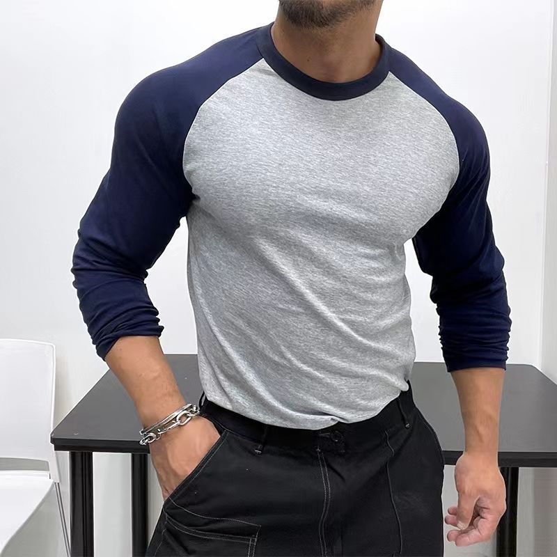 Round Neck Loose Breathable Plus Size Bottoming Shirt Men's Casual Raglan Sleeve Top